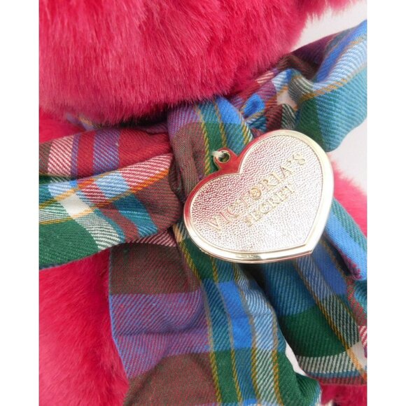 Vintage Gund Victoria's Secret Teddy Bear Plaid Flannel Bow Gold Heart Tag 1992 - Picture 3 of 8